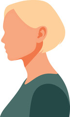 Elegant blond woman in profile with minimalist vector illustration style