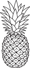 Stylized Pineapple Illustration: A Black and White Outlined Trop