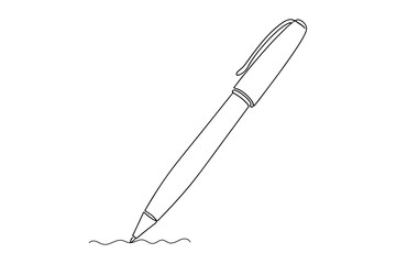 vector drawing of a pen,
Continuous Line Drawing of Ballpoint Pen,
Sleek Black Line Art on White Background