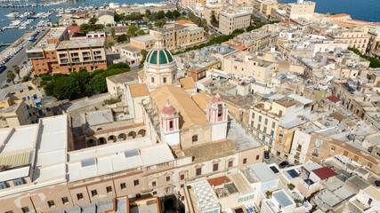 Aerial view of the Church and Convent of San Francesco, located in the historic center of Trapani, Sicily, Italy.