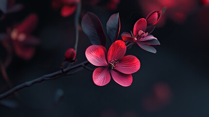 red flower on black background