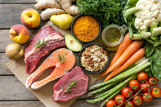 Healthy food for balanced flexitarian mediterranean diet concept