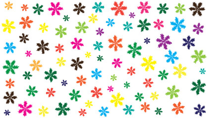 Colorful Asterisk Pattern Background with Multicolored Star Symbols on White