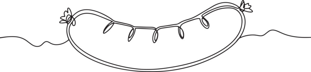Minimalist line drawing of a bratwurst sausage, simple and moder