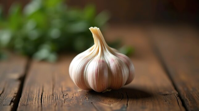 garlic on wooden table