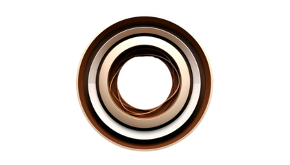 Concentric rings in varying shades of brown, cream, and gold on a black background