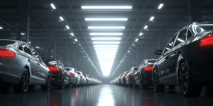 Car display event automotive showroom art modern environment low angle