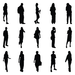 Vector collection set of individual people silhouettes.	
