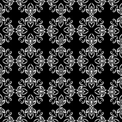 White Ornamental Floral Pattern on Black
Classic white ornamental floral design on black background, decorative and elegant.