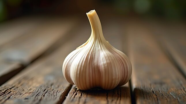 garlic on wooden table