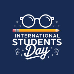 Vector art of international students day on november 15, featuring glasses and a pencil, representing education, learning, and student life
