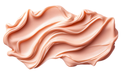A smooth, creamy substance with soft waves and curves, showcasing a soft pink hue.