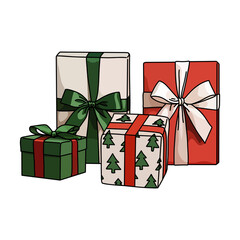 Christmas present gift box with ribbon