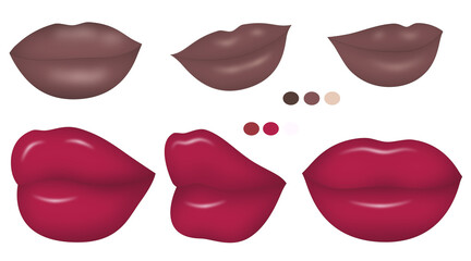 Plump lips, set of six images PNG