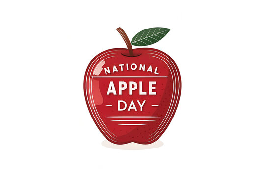 Celebrate National Apple Day with this bold red apple illustration featuring clean typography and vibrant design — perfect for health, agriculture, and seasonal campaigns. generative ai - Powered by Adobe