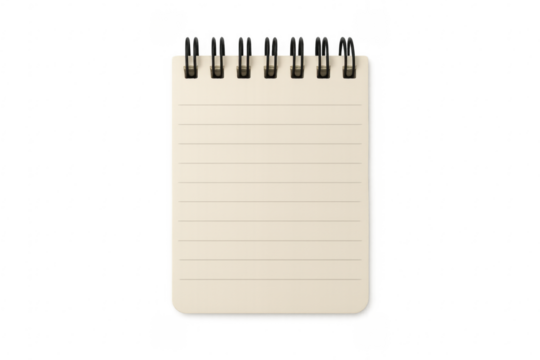 Lined spiral notepad with empty blank page