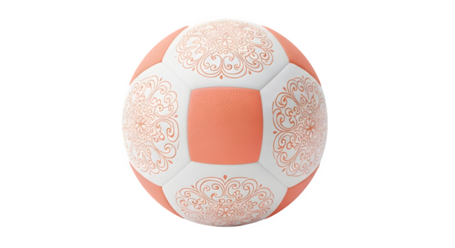 Orange and white handball isolated on transparent background, a sports equipment