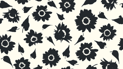 Modern print in black and white colors for textile design. mexican sunflower seamless pattern