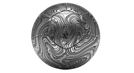 Isolated on transparent background, soccer ball with a unique black and white pattern