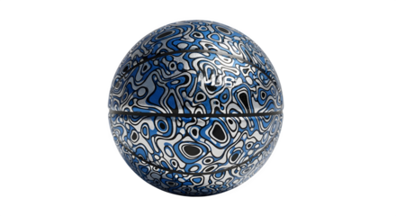 Blue and silver basketball isolated on transparent background in a studio setting