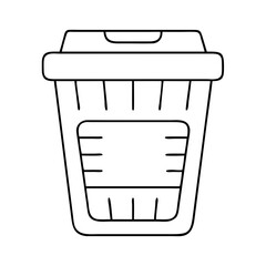 Vector art of a simple line drawing of a disposable coffee cup with a lid and a blank label area