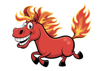 A cheerful red fire horse, the mascot of the New Year 2026 in cartoon style.