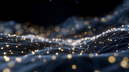 Futuristic visualization of a digital neural network processing vast streams of data, with glowing interconnected nodes and flowing data paths, symbolizing AI intelligence, machine learning, and