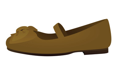 Brown flat heel shoe. vector illustration	