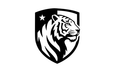 tiger head star and shield logo