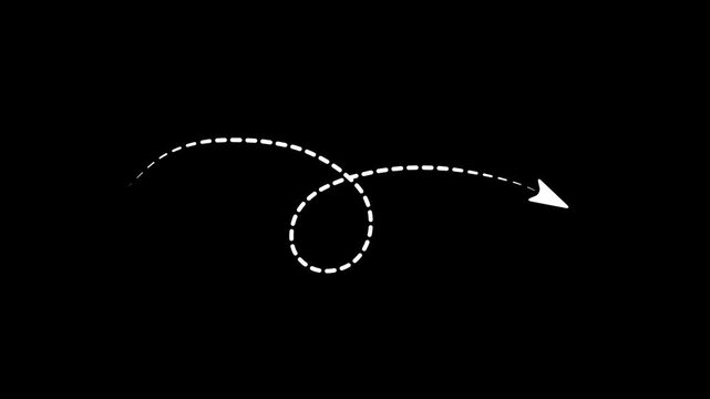 Professional animated concept of an arrow showing a designated direction or flow on a dashed guide path, excellent for business graphics.

