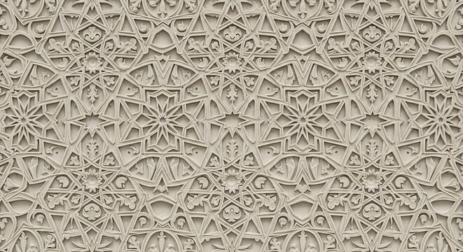 Intricate islamic pattern with geometric design and light beige color tone