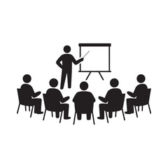 Business meeting or training session with a presenter and audience