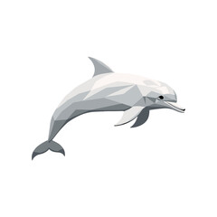 Obraz premium Geometric dolphin jumping in minimalist style on white background 