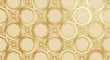 Geometric golden pattern with octagonal shapes and starburst design elements
