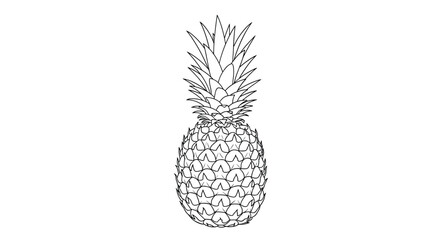 Obraz premium Detailed line art illustration of a tropical pineapple fruit.