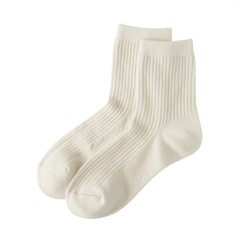 A pair of clean white cotton socks isolated on a white backdrop