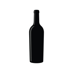 Empty dark glass bottle isolated on white background