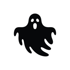 Scary black ghost silhouette with open mouth and wide eyes