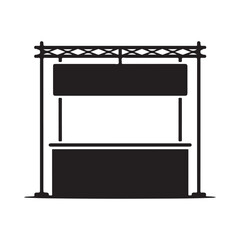 Obraz premium Black and white illustration of an empty exhibition booth or trade show stand