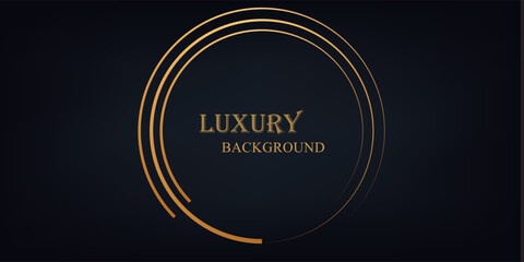 Golden round circle rings on dark background Shining abstract