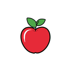 red apple with leaf isolated on white background 