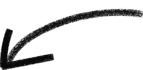 Vector art of handdrawn curved arrow pointing downwards, the imperfect line suggests a winding path or a change in direction, ideal for conveying flexibility © power stock