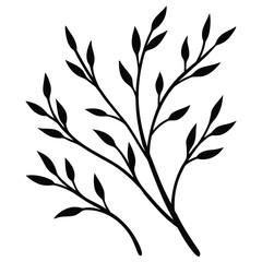 Elegant minimal black and white botanical twig illustration background design