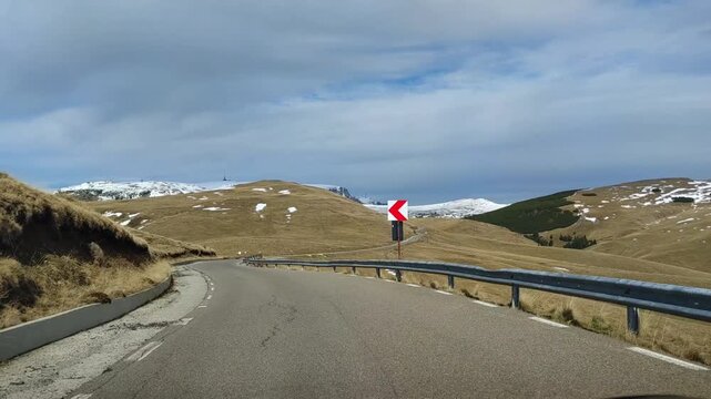 Mountain road in the Bucegi mountains in the southern Carpathians of Romania