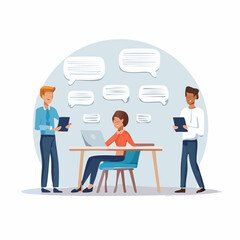 Fototapeta premium Teamwork and communication in a modern office environment.