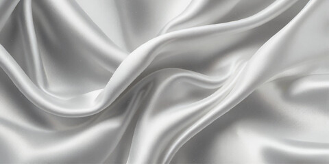 Luxurious close-up of a white satin fabric. A close-up view of a rich, deep white satin fabric, showcasing its smooth, flowing texture.	
