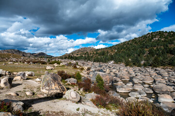Rocky riverbanks in highland areas