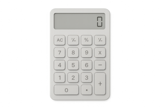 Minimalist white calculator for business and education computing