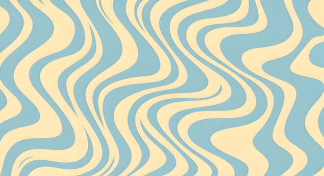 Retro groovy wavy pattern in soft pastel blue and cream creating a vintage psychedelic visual experience perfect for design projects