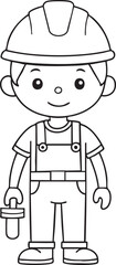 Fun construction worker character coloring design for children creative play and educational materials